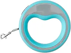 Guia Retrátil para Cães, Corda 2.5m, Suporta até 15kg, com Botão de Segurança, Ideal para Passeios e Viagens (Azul Claro)