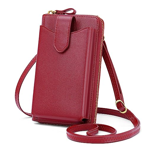 Image of Peacocktion RFID Crossbody Wallet Purse for Women Small Travel Cell Phone Purses Trendy Vegan Leather Bags with Card Slots