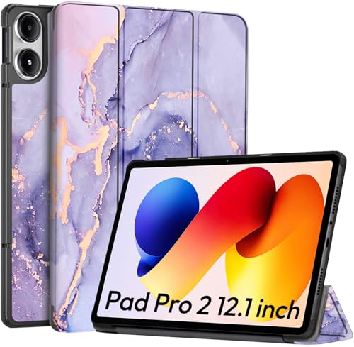 Image of Robustrion Cover for Redmi Pad 2 Pro 12.1 inch Cover Case, Trifold Cover Case for Redmi Pad 2 Pro 5G Tablet Cover [Auto Sleep Wake Support] - Marble Lilac