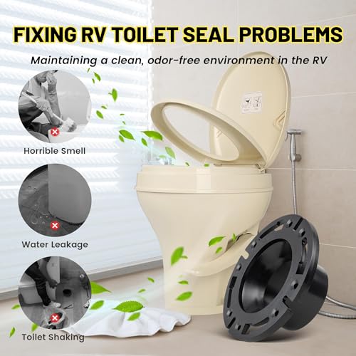 Image of Oyviny RV Toilet Flange and Seal Kit Replacement for Dometic 300 310 320 Series, 3 inch Floor Flange with Gasket and Flush Ball Seal, Replaces 385345892 385311652 385311658
