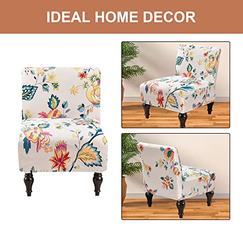Image of Eco-Ancheng Armless Chair Slipcover Removable Armless Accent Chairs Covers Washable Armless Slipper Chair Slipcover Printed Armless Chair Furniture Protector Covers for Living Dining Room Hotel