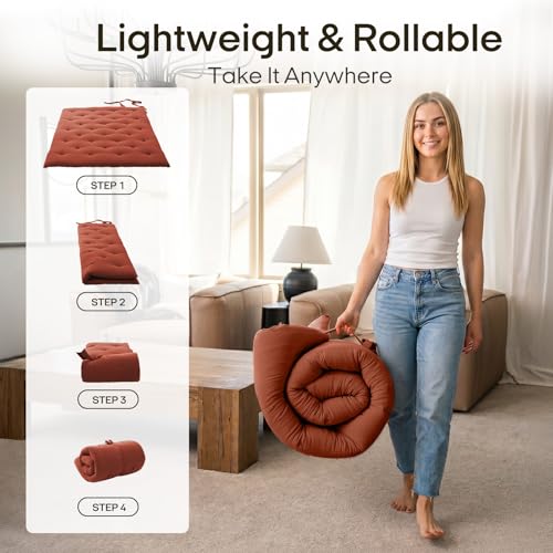 Image of ZonLi Japanese Floor Futon Mattress Full Size 75 inchx 54 inch, 100% Cotton Cover 2.5 inch Thicken Tatami Mattress, Foldable Sleeping Pad, Portable Dormitory Tatami Mat, Roll Up Floor Lounger Bed for Adult