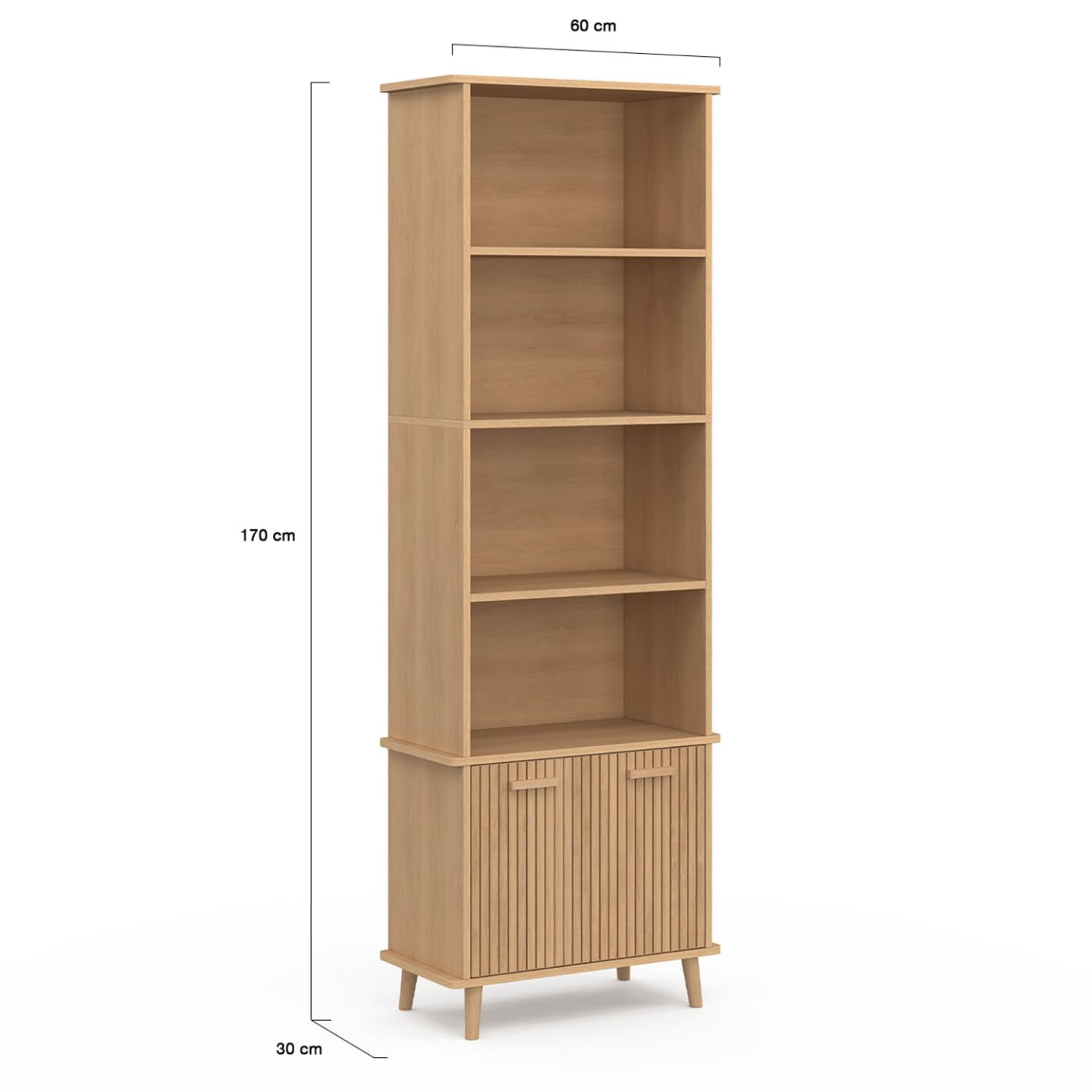 IDMarket - Etagère bibliothèque 4 Niveaux Juliette Effet Lattes tasseau