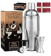 Barvivo Cocktail Shaker Set with Double Jiggers & 2 Liquor Pourers - 24oz Cocktail Set Martini Sh...