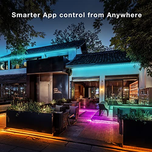 Image of DAYBETTER Led Strip Lights Waterproof, Smart Outdoor Lights, Led Light Strips with Remote, App Control, 5050 RGB Color Changing Led Lights for Bedroom, Roof Eaves, Room Decor 50 ft(3 Rolls of 16.4ft)