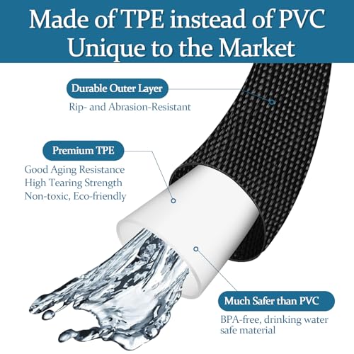 Garden-Hose-50ft-Made-of-TPENot-PVC-Ultra-Light-Flexible-Water-Hose-with-Solid-Brass-Fittings-Non-Shrinking-Easy-to-Storage-Drinking-Water-Safe-Material-All-weather-New-Box