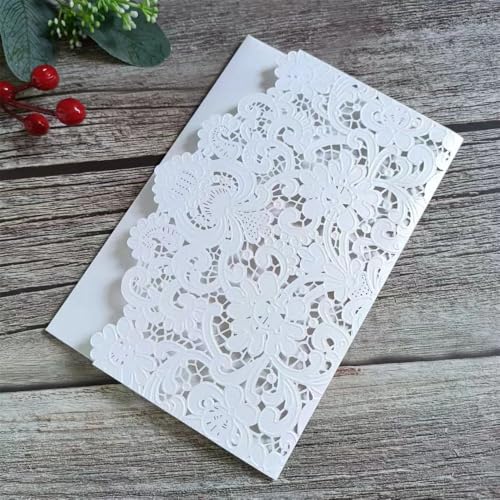 Invitations de mariage gaufrées Floral creux Laser Cartes de mariage tri-pliées Fiançailles Graduation Baptême Vacances Anniversaire Cartes de vœux 20pcs...