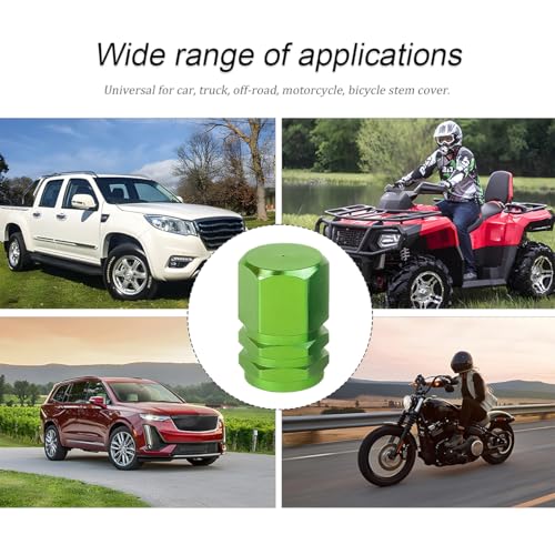 Image of Osilly Car Tire Stem Valve Caps, 8 PCS Aluminum Alloy Valve Stem Covers with O-Ring Seal,Leak-Proof Tire Cap Cover Accessories, Hexgon Style Wheel Air Valve Caps for SUV Car Bike (Green)