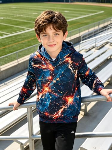 Image of TUONROAD Boys Hoodies 3D Graphic Sweatshirt Lightweight Pullover 6-16T cool
