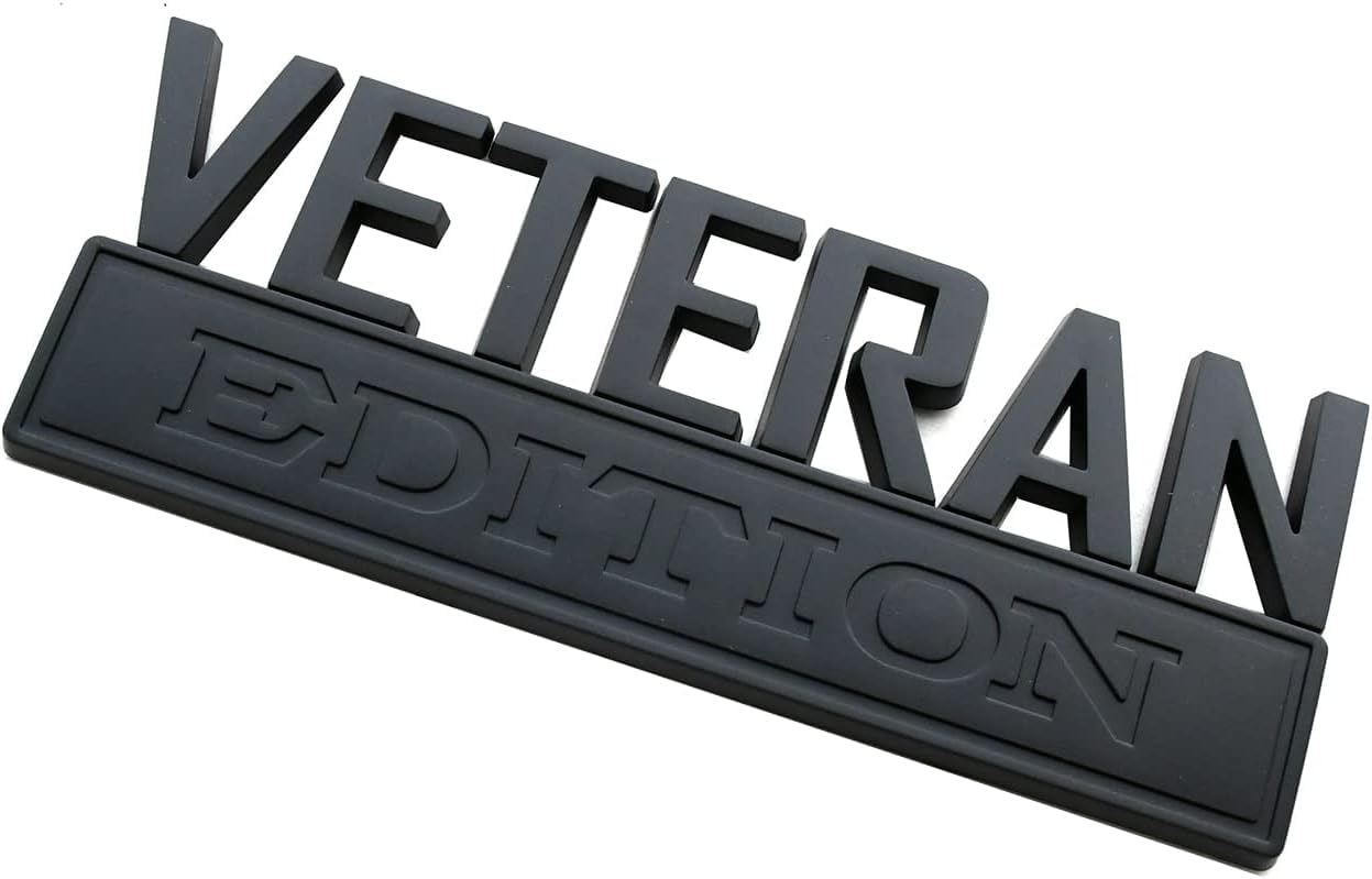 1 x 7 dużych odznaki Veteran Edition VA, emblemat, naklejka na flagę samochodu, wojskowy zamiennik dla F150 F250 F350 Chevy Silverado 1500 2500 Chevrolet C10 C15 (czarny matowy)