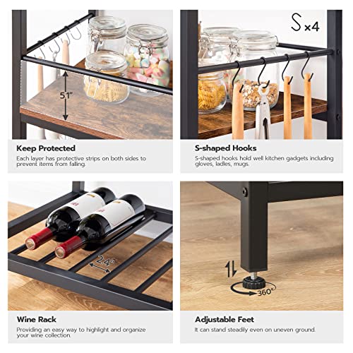 Hoobro Kitchen Island With Storage, Kitchen Island Table With Power Outlet, 3 Tier Coffee Station And Microwave Stand, For Home, Kitchen And Dining Room, Rustic Brown Bf021Zd01 #TOP5