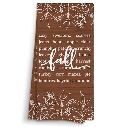 Sviojuce Vintage Fall Kitchen Towels Decorative 16x24, Retro Autumn Floral Leafs Dish Towels Cloths Dishcloths Tea Towel Gifts for Women, Rustic Fall Farmhouse Bathroom Kitchen Hand Towel Decor