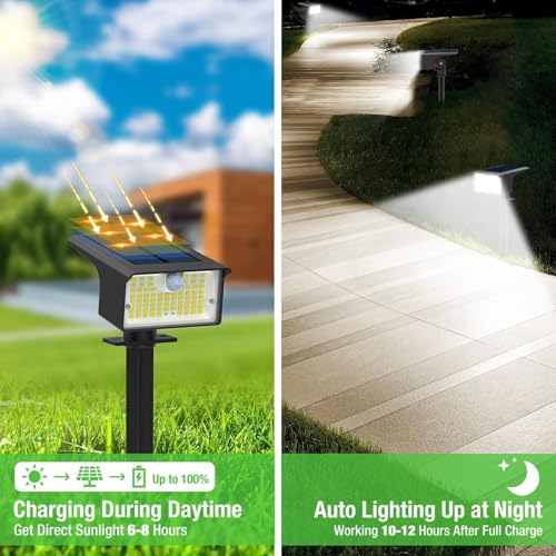 nipify Solarlampen für Außen mit Bewegungsmelder 3 Stück, 3 Modi Solarstrahler Garten, IP65 Solar Gartenleuchten Solarleuchten Aussen Weg Hof Kaltweiß