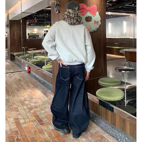 Baggy Jeans for Men Women High Waisted Wide Leg Barrel Jeans Y2K Hip Hop Loose Raw Denim Pants Streetwear4