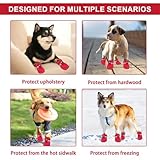 IKOPFLN Hundeschuhe, 4er-Set wasserdichte Schneeschuhe pfotenschutz mit Anti-Rutsch Sohle, pfotenschutz Hundeschnee Stiefel für Kleine Mittlere Hunde(Rot)