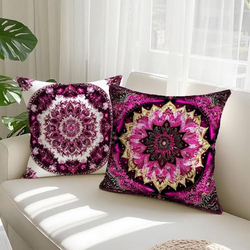 Housse coussin 65x65cm velours violet lot de 2 imperméable - 3