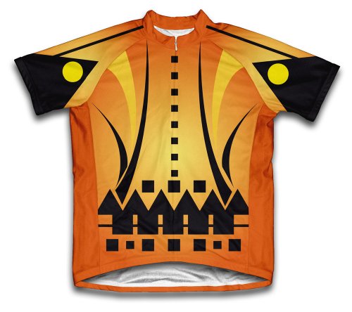 ScudoPro Orange Distorted Short Sleeve Cycling Jersey for Youth - Size XS