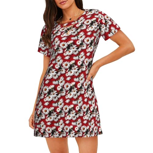 Chemise de nuit manches courtes pour femme vêtement de nuit imprimé floral