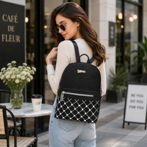 Image of VRITRAZ PU Leather Ladies Leather Shoulder Fitting Backpacks Designer Backpack Shoulder Bag, Handbag For Women, Girls Elegant Backpack Purse