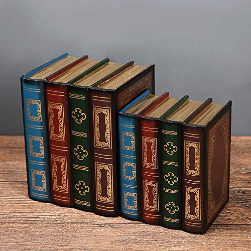 Chris.w Wooden Antique Book-Like Bookends With Hidden Storage Box Classic Decorative Library Book Ends, Set Of 2 (Retro) #TOP1