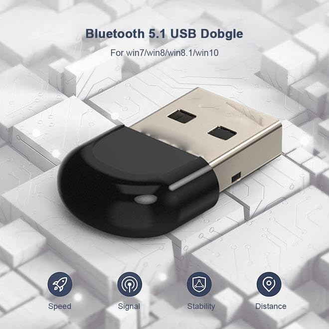 Image of SANCY USB Bluetooth 5.1 Adapter for PC, Wireless Bluetooth Dongle Transmitter Receiver, Driver-Free, for Desktop,Laptop,Keyboard,Mouse,Headset,Speaker,Printer, Plug&Play