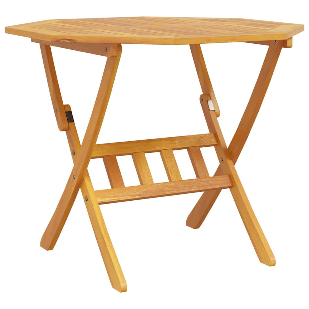 Juego de comedor de jardín rústico plegable de 5 piezas de madera maciza de acacia con mesa y sillas, color marrón, superficie aceitada, cojines extraíbles para disposición de asientos