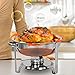 ZENY Pack of 3 Round Chafing Dish Full Size 5 Quart Stainless Steel Deep Pans Chafer Dish Set Buffet Catering Party Events Warmer Serving Set Utensils w/Fuel Holder