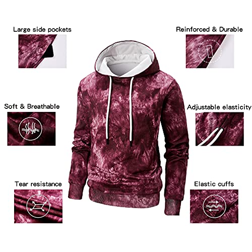 AFILOK Men's Tie-Dye Pullover hoodies Sweatshirt Super Soft Comfy Tops color block hoodie Hooded WIth Pocket3