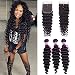 VRVOGUE Human Hair (8" 10" 12") Deep Wave Brazilian Bundles with 8 Inch 4x4 Middles Part Lace Closure for Wome Bob Wig 100% Unprocessed Natural Color Brazilian Virgin Weave Hair Extensions