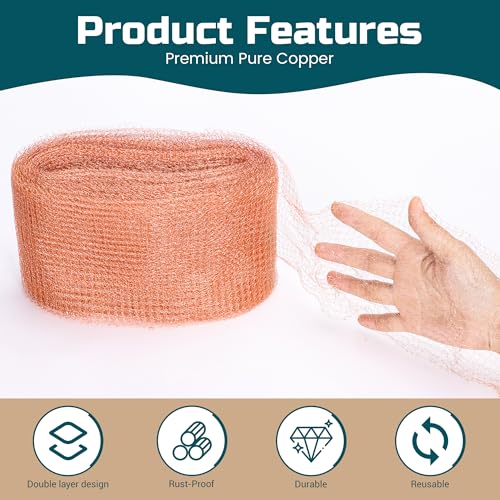 copper mesh rodent control 5in x 30ft rustproof pure copper mesh roll for slug snail mice control ideal for blocking holes in walls vents plus packing tool for easy installation
