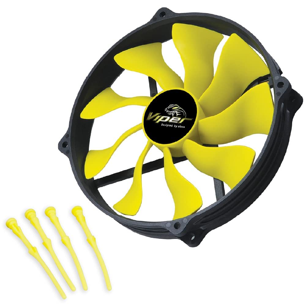 Akasa 140mm Viper R Fan, PWM Case Fan, HDB Long Lifespan Bearing, Anti-Vibration Rubber Mounts Included, High Airflow S-Flow Fan for Heatsink, CPU Cooling and Ventilation, AK-FN073