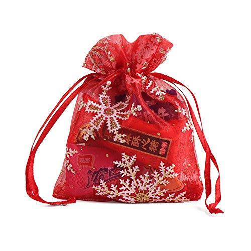 Uteruik Kerstmis Trekkoord Organza Bag Herbruikbare zak Biscuit Snoep Tassen Opslag - Afbeelding 4
