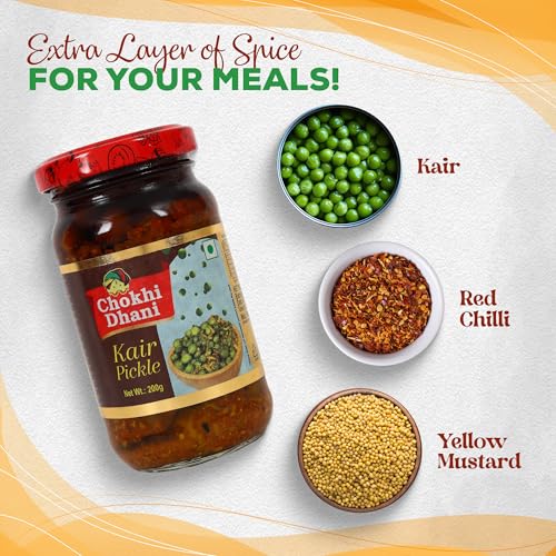 Image of Chokhi Dhani Kair Pickle 200g | Rajasthani Ker Achar | Tenti Dela Pickle | Tangy & Spicy Indian Pickle | Homemade Style | Glass Jar | Veg