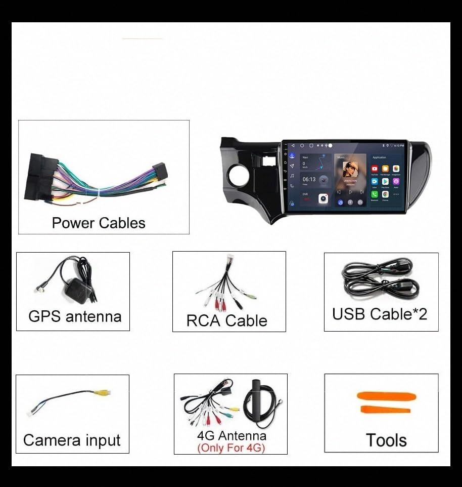 Estéreo de automóvil Toyota Aqua 2011-2017 Android Auto Bluetooth 6