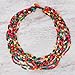 NOVICA Artisan Handknotted Wood Torsade Necklace Multicolor Beaded Jewelry by Stone Upcycled Thailand Eco Friendly [25.5 in L x 1 in W] Songkran Belle