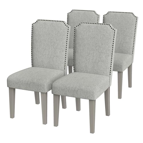 Garvee Dining Chairs Set of 4, Solid Wood Legs, Up to 500 LBS Capacity, Stable and No Wobbling, Upholstered Wide Seat with 60 ILD Sponge, Farmhouse Kitchen Chairs for Dining Room, Family Gatherings