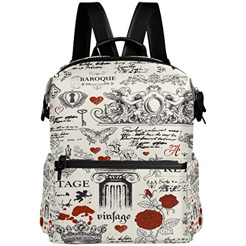 Oarencol Vintage Rose Mobili Antiquariato Zaino Arte Stile Retrò Scuola Libro Borsa Viaggio Escursioni Campeggio Laptop Daypack