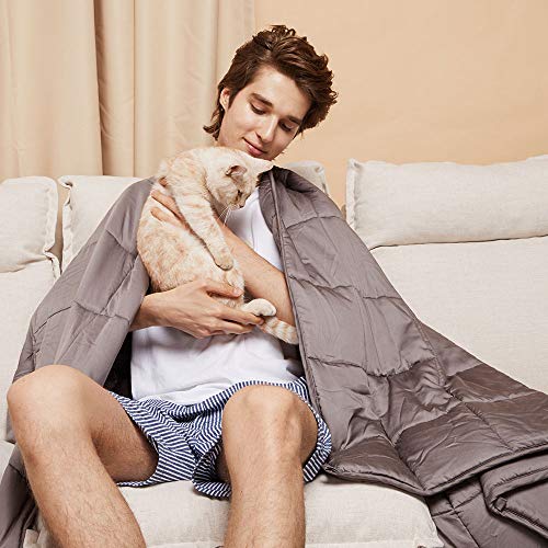 ZonLi Cool Bamboo Weighted Blanket 15 lbs(48''x72'' Grey, Twin), Summer Cooling Bamboo Weighted