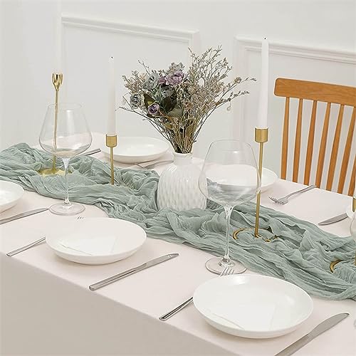 Cheesecloth Table Runner, 70 Inch Soft and Skin-Friendly Semi-Transparent Retro Machine Washable Boho Table Runner,Reusable Natural Pleated Design Cheese Cloth Table Runner for Weddings Thanksgiving - image 8
