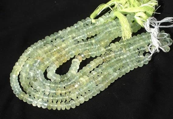 Prehnite rondelles 7mm pour fabrication de bijoux et fil de perles facettées de 25cm