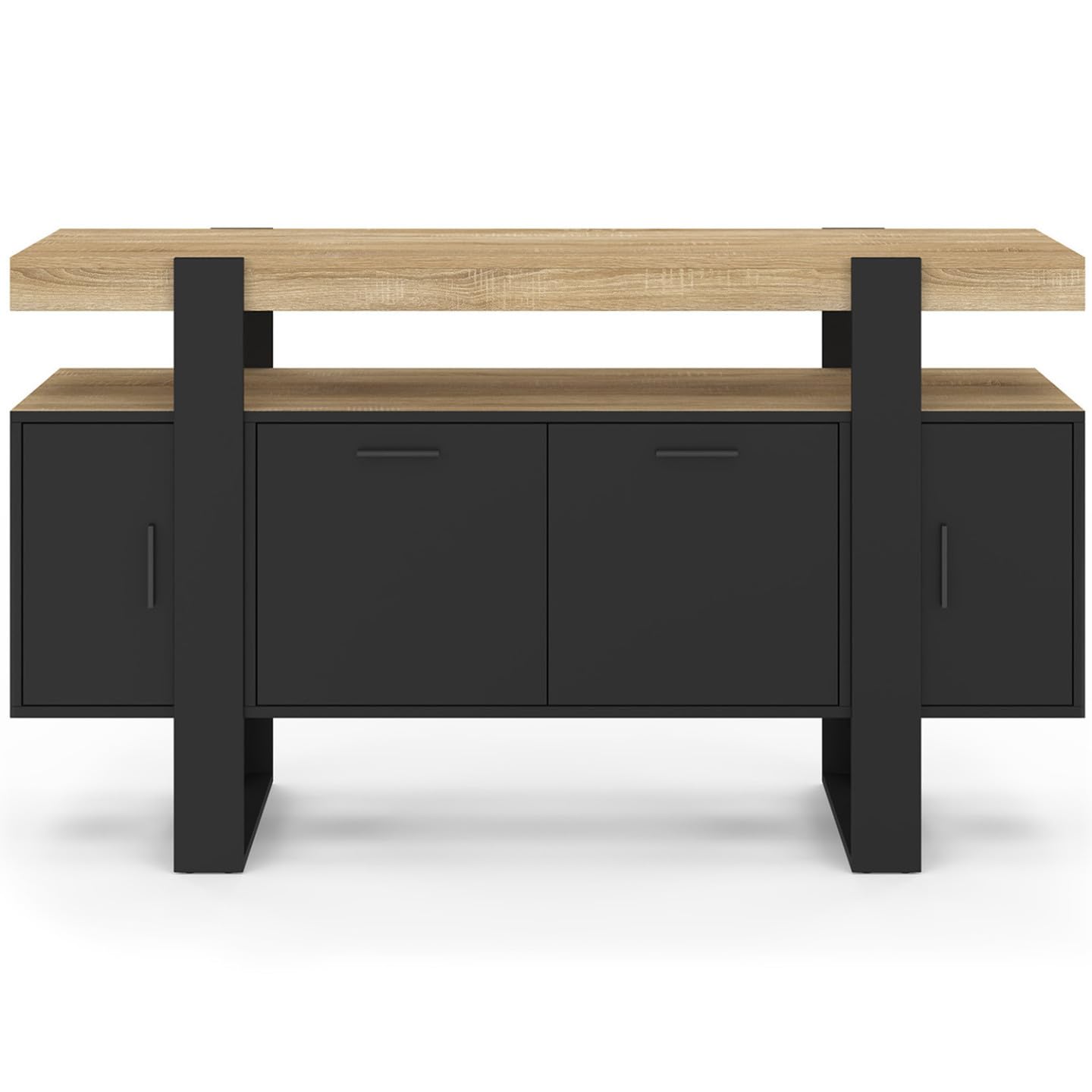 IDMarket Phoenix Phoenix - Aparador (140 cm, 4 puertas), color negro