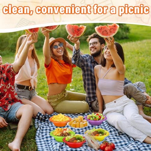 Image of Lallisa 100 Pcs 12oz Rainbow Disposable Plastic Bowls Party