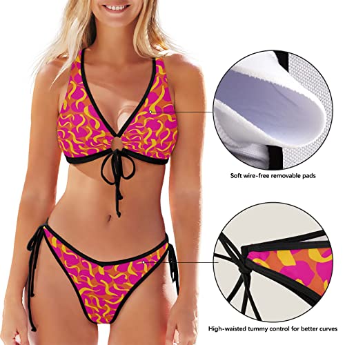 Ensemble bikini motif à pois géométrique 163 bicolore ajustable