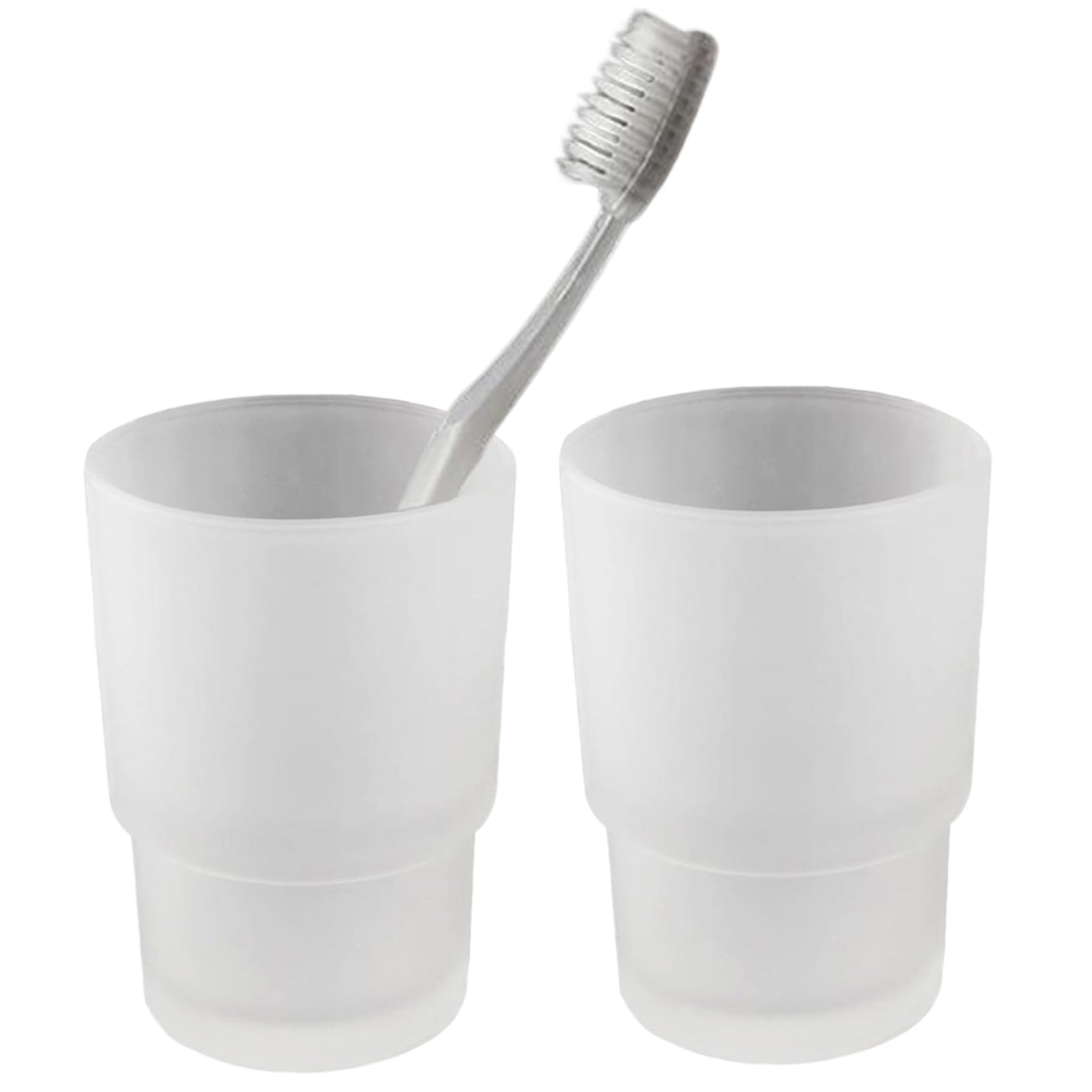 Frosted Glass Mouthwash Cups - 2PCS 220ml Minimalist Tumbler, Bathroom Toothbrush Toothpaste Storage