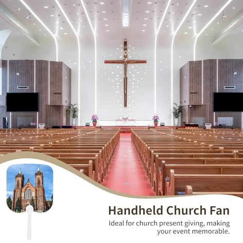 Epicover 30 Pcs Handheld Church Fans, White Double-Sided Sublimation Fan, Blank Paddle Fans with Handles, Plastic DIY Hand Fans for Church, Wedding, Party, Advertisement, 6.7×7.1in