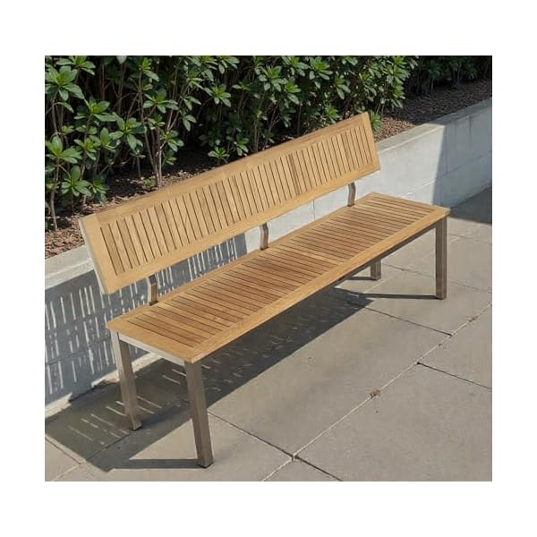 Gartenbank Teak & Edelstahl 3-Sitzer