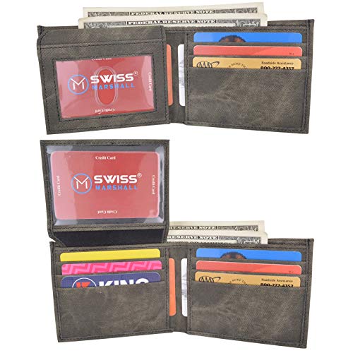 RFID Blocking Men's Vegan Leather 2 ID Windows Bifold Wallet