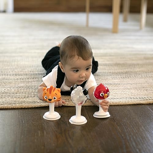 Image of Baby Einstein Rattle & Jingle Trio High Chair Suction Toys Take-Along Musical Rattle Set Age 6 Months +, Multicolor, 3 Count