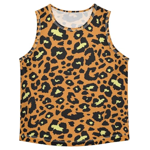 susiyo Brown Leopard Print Boys Sleeveless Tank Top Toddler Athletic T Shirts