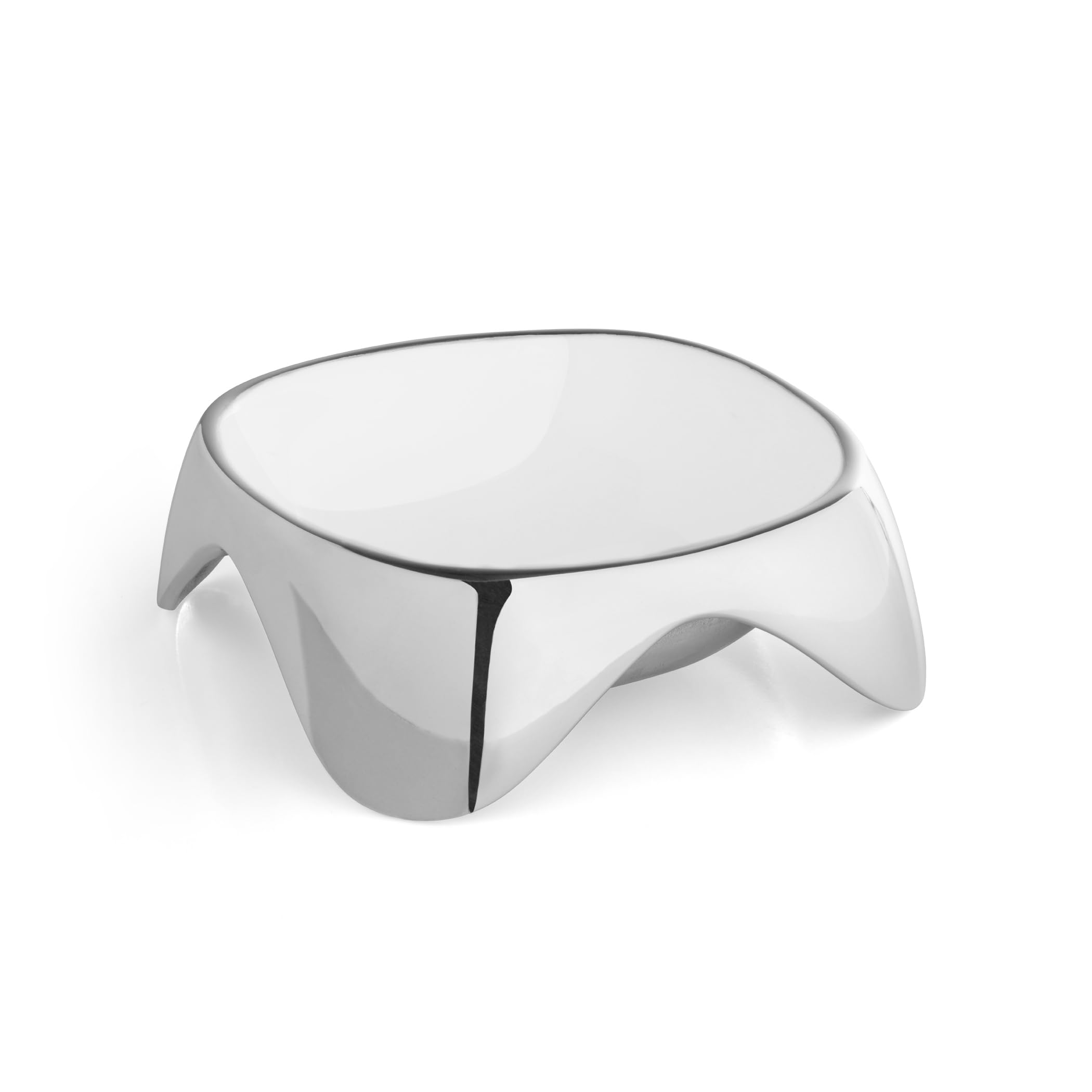 Nambe - Kolekcja dla zwierząt domowych, średnia, kwadratowa, emaliowana miska dla zwierząt domowych z antypoślizgowymi uchwytami, 15 x 6,3 cm, miska wykonana ze stopu Nambe